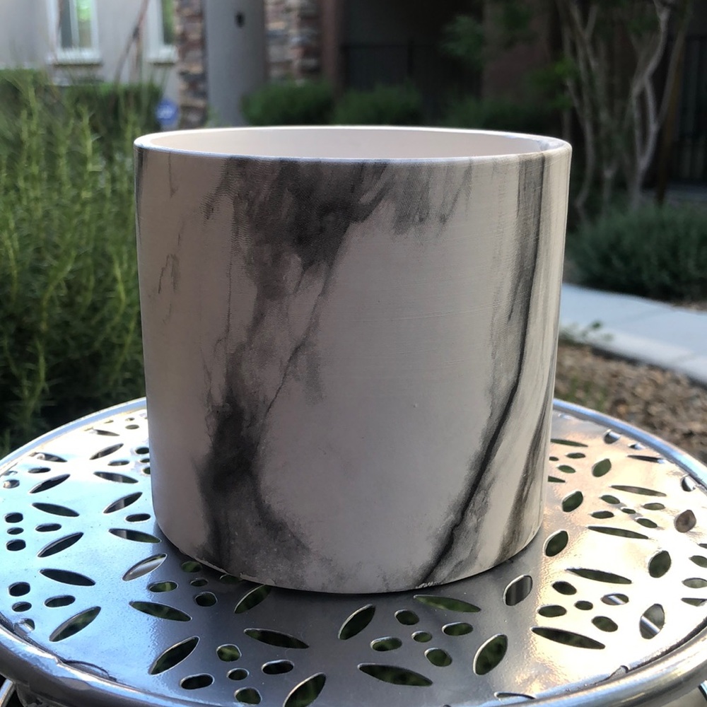 White & Black Marble Decorative Ceramic Flower Planter Pot Decor Accent